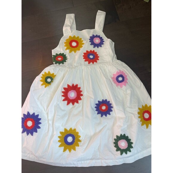 Mini Boden Other - Mini Boden Textured Appliqué Dress Flowers Sleeveless 6/7